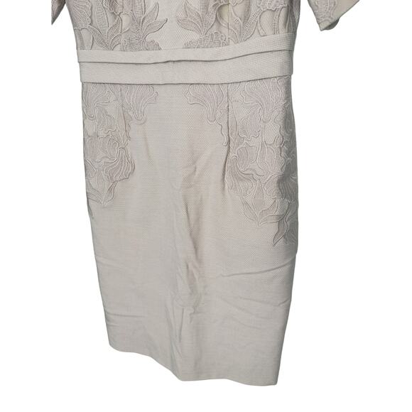 Antonio Melani Beige Lace Jacquard Sheath Dress 6 Champagne Career Semi Formal - Picture 4 of 8
